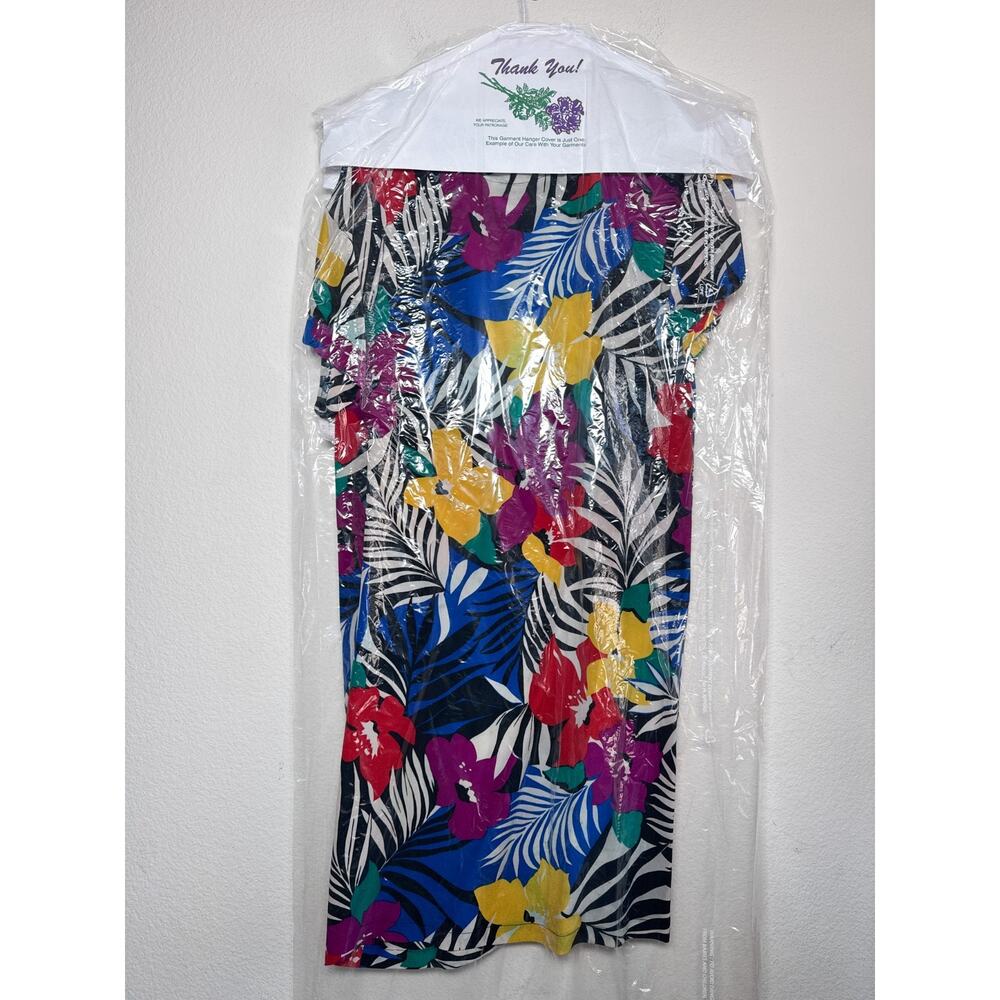 Vintage Christian Dior Silk Tropical Floral Shift Dress Size 14 - Picture 2 of 16